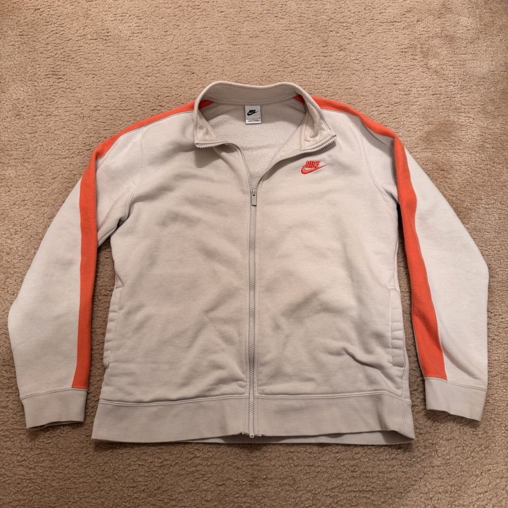 Nike Sportswear Club full-zip track jacket light bone/grey with orange Size L